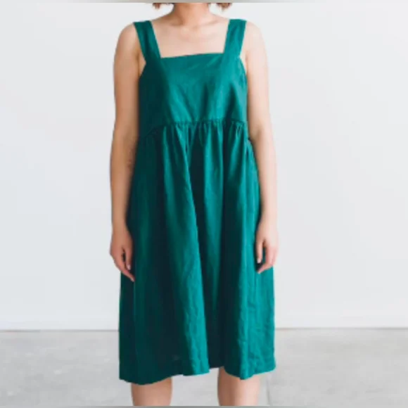Linenfox | Dresses | Linenfox Summer Linen Dress Emerald Green | Poshmark